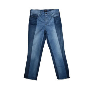 NYDJ Sheri Slim Jeans Patchwork Two Toned Mixed Textile Size 6 Coastal Preppy